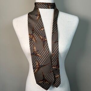 Eddie Bauer 100% Silk Pheasant Tie Brown Tone Hunting Outdoors